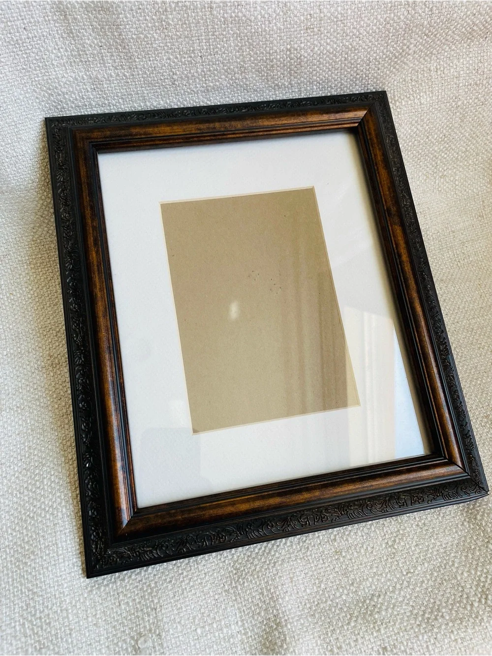 Vintage Classic Ornate Brown Picture Frame with White Mat Fits 8x10
